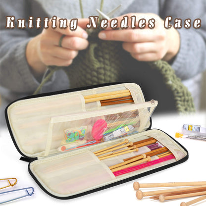 Teamoy Knitting Needles Case (Up to 14''), Travel Organizer Storage Bag for Knitting Needles, Tunisian Crochet Hooks and Accessories, Purple