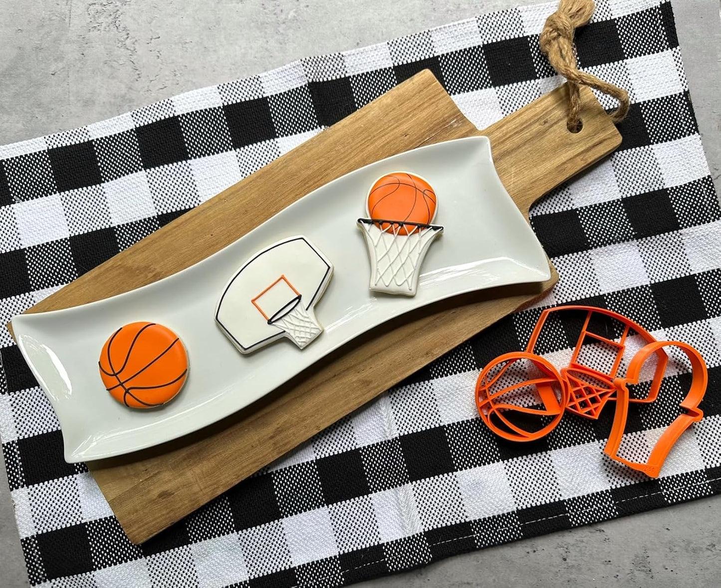 BASKETBALL COOKIE CUTTERS - American Hoops Sport Basketball Game Hoop and Backboard Cookie Cutters (3 Pack)