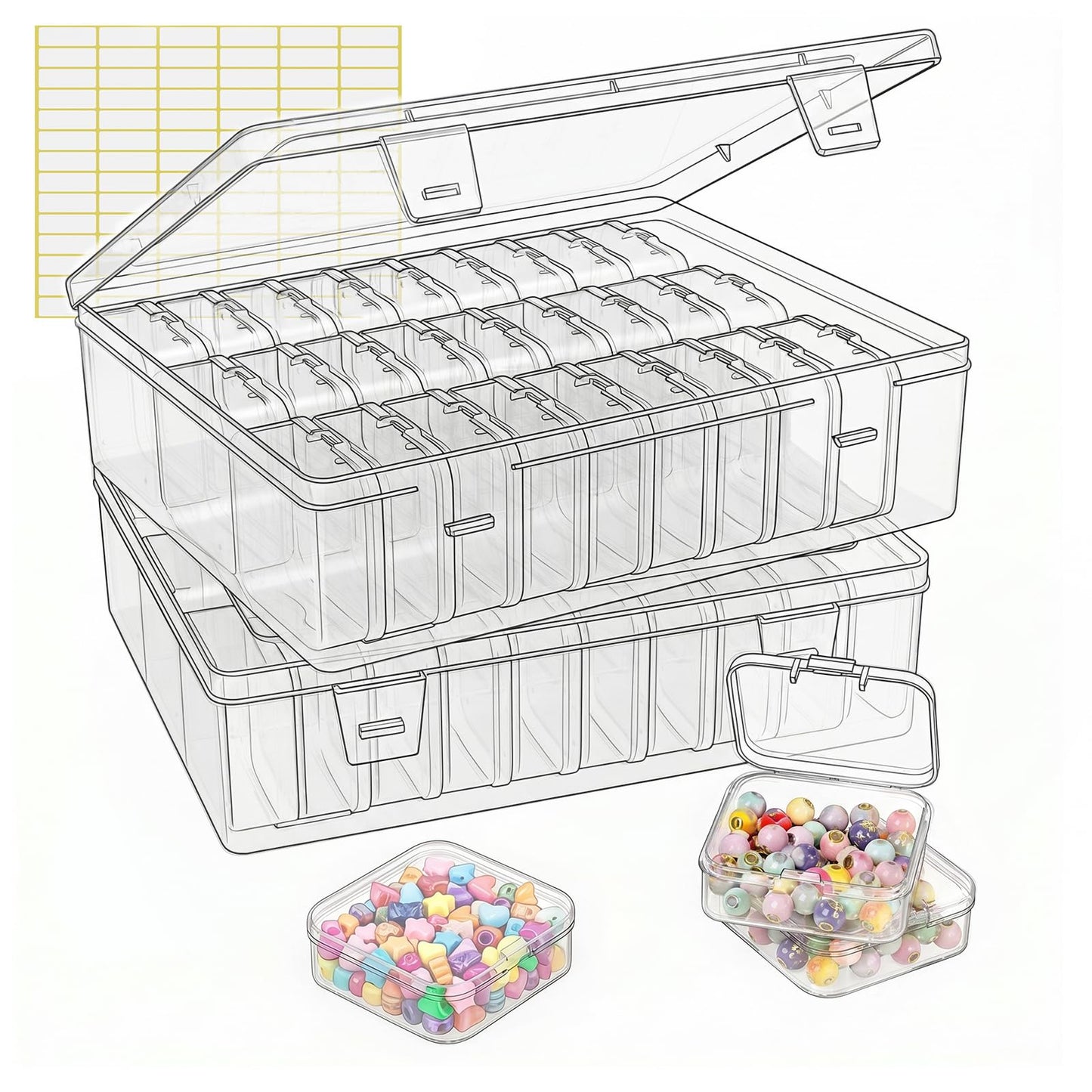 62PCS Small Bead Organizer, Bead Storage Containers, Transparent Box for Bead Organizers and Storage, Ideal for Jewelry, Beads, Screws, Seeds and Small Parts, Easy to Use and Quick to Find