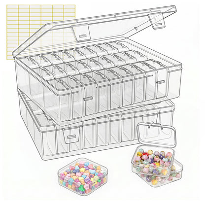 62PCS Small Bead Organizer, Bead Storage Containers, Transparent Box for Bead Organizers and Storage, Ideal for Jewelry, Beads, Screws, Seeds and Small Parts, Easy to Use and Quick to Find