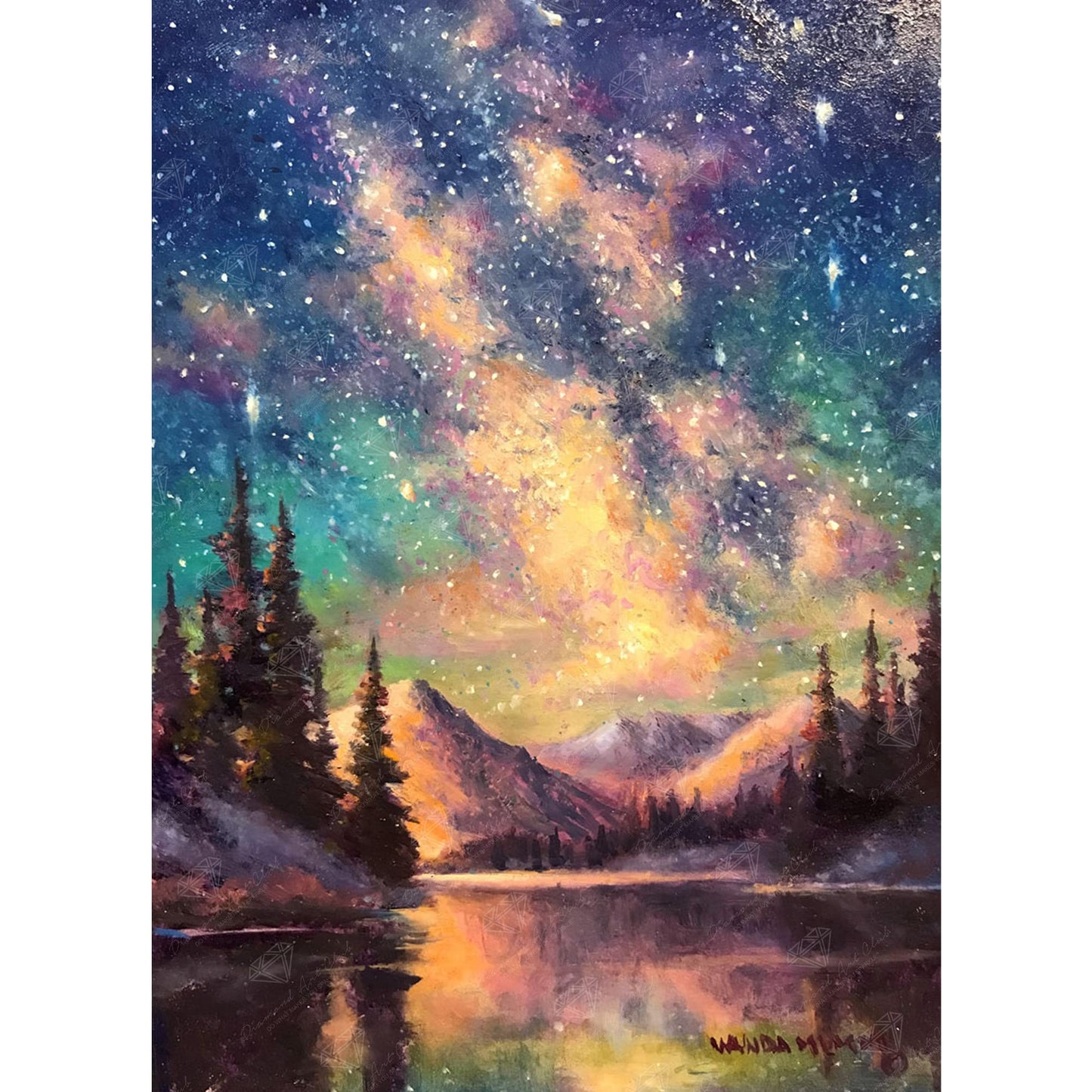 DIAMOND ART CLUB Starry Night - Night Music Diamond Painting Kit, Fun DIY Crafts for Adults, Square Diamond Art Canvas, 13" x 18" (33 cm x 46 cm)