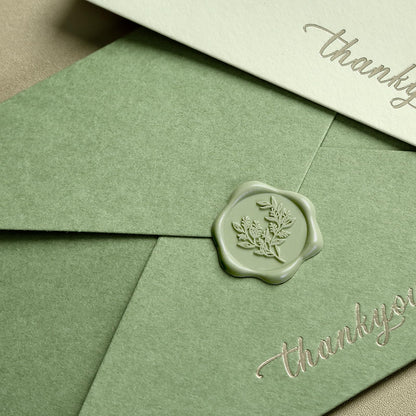 UNIQOOO Wax Seal Stickers - Eucalyptus Wedding Invitation Envelope Seal Stickers, 50 Pcs Self- Adhesive Sage Green Stickers, Perfect for Invitation, Christmas, Gift Wrapping