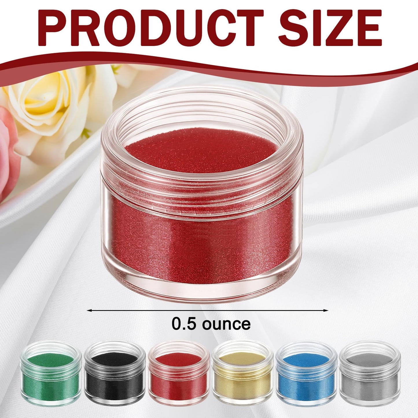 Heigble 6 Pcs 0.5 Ounce Glitter Embossing Powder Set for DIY Crafts Greeting Cards Making Scrapbooking Wedding Invitations (Multicolor)