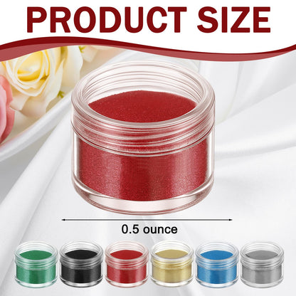 Heigble 6 Pcs 0.5 Ounce Glitter Embossing Powder Set for DIY Crafts Greeting Cards Making Scrapbooking Wedding Invitations (Multicolor)