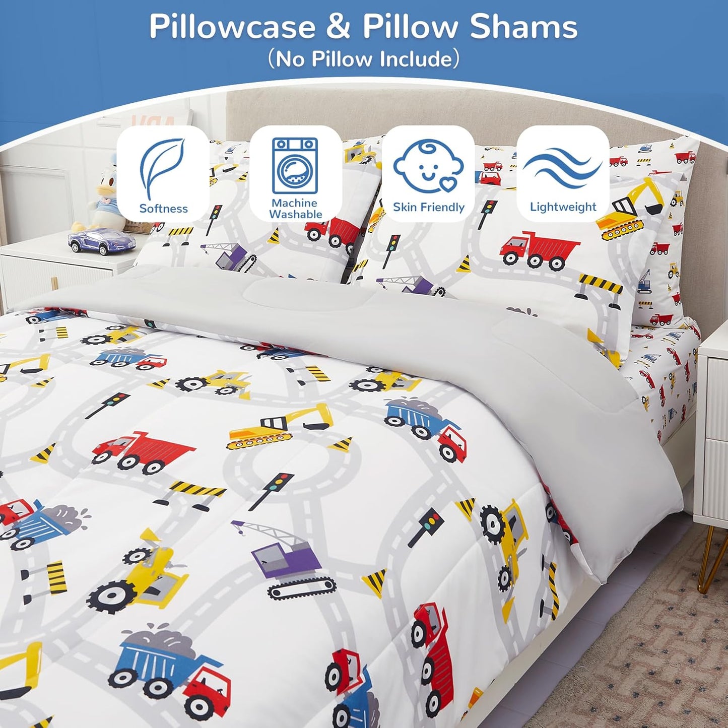 Sets Set 7 Viviland Kids Full Bedding for Boys, Girls Soft Full Comforter with Sheets, Pieces Microfiber Bed in a Bag