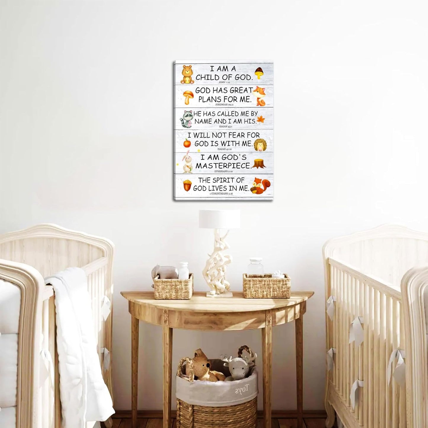 12x16in Scripture Canvas Wall Art for Kids Room Christian I Am a Child of God Bible Verse Wall Decor, Framed Religious