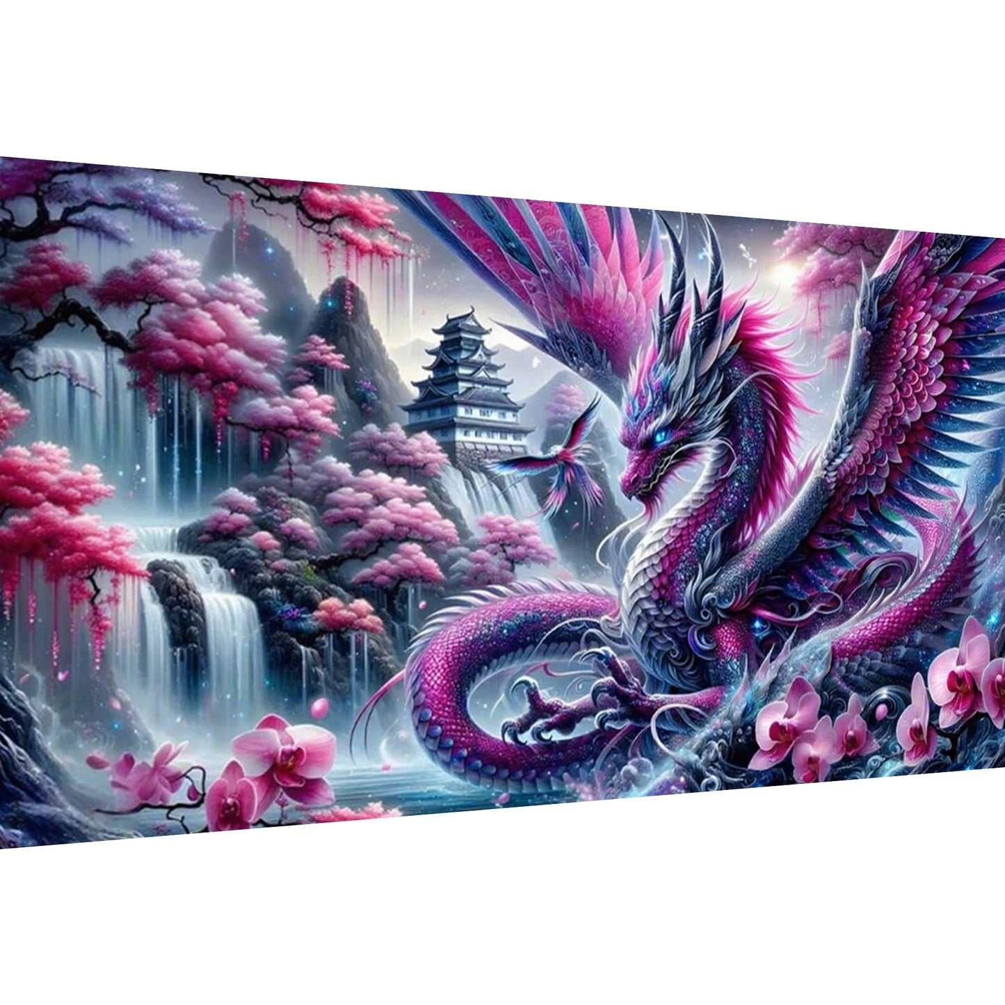 Ekuxom Large Diamond Art Kits for Adults-Waterfall Large Dragon Diamond Painting Kits for Adults-Round Full Drill Waterfall Diamonds Art Painting Kit for Gifts Home Wall Decor 27.5 X 15.7 inch