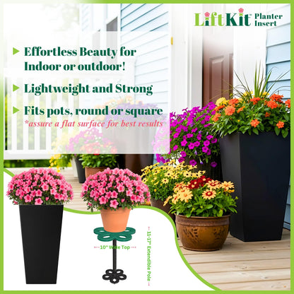 Lift Kit Planter Insert Tall Tapered Plant Riser Fill Bottom of Tall Flower Pots and Large Plant Containers | Indoor and Outdoor (11-17” Rise, 6" Base, 10" Top)