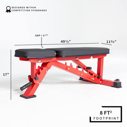 REP AB-3100 Adjustable Weight Bench | Blue FID Strength Chair | Foldable Home Gym Equipment | Flat Incline Decline Workout Bench for Training and Fitness