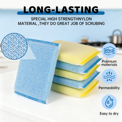 20 Pack All-Purpose Kitchen Sponges, Non Scratch, for Washing and Cleaning Dishes, Non-Stick Cookware, Premium Scrubbers, Ideal for Kitchen, Bathroom