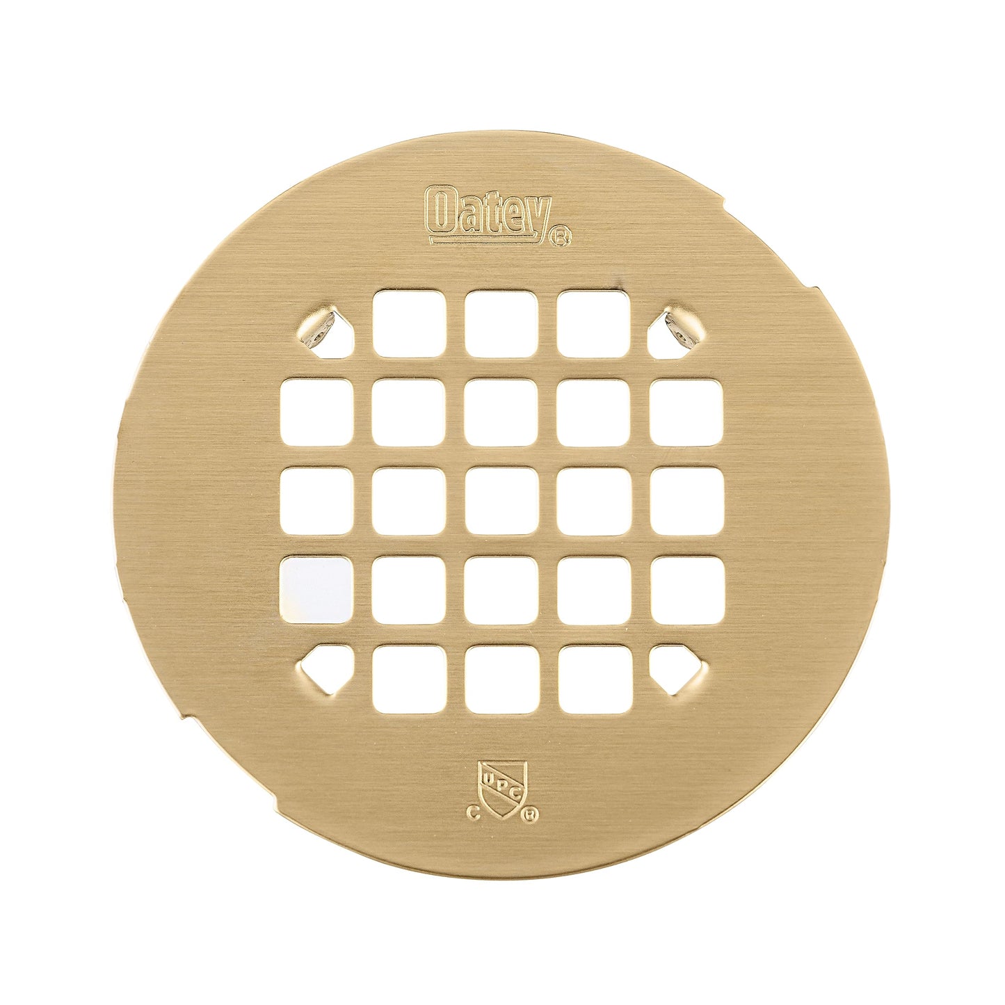 Oatey 42360 Universal 4-1/4 in. Snap-Tite Round Shower Strainer in Brushed Gold