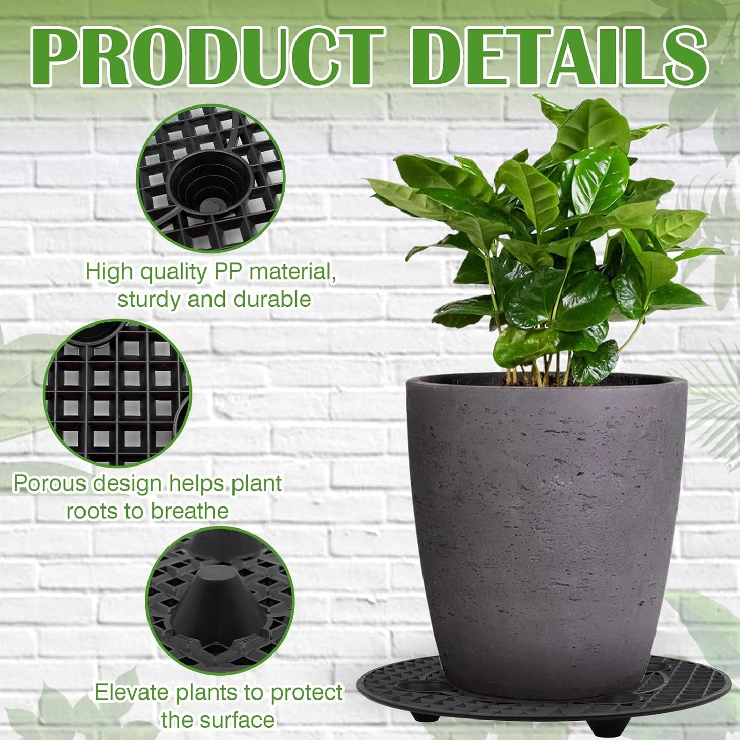 ZYNERY 10 PCS Plant Level Pot Elevator, Planter Stands for Outdoor Plants, Pot Saucers, Indoor Plant Risers, 11.8in