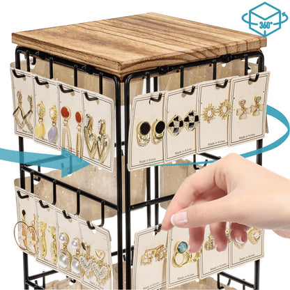 Yoimori 360 Rotating Earring Display Stands for Selling, Earring Rack Display Holder Stand, Jewelry Display for Vendors Selling Earring Cards, Necklaces, Bracelets, Hair Accessories (48 Hooks)