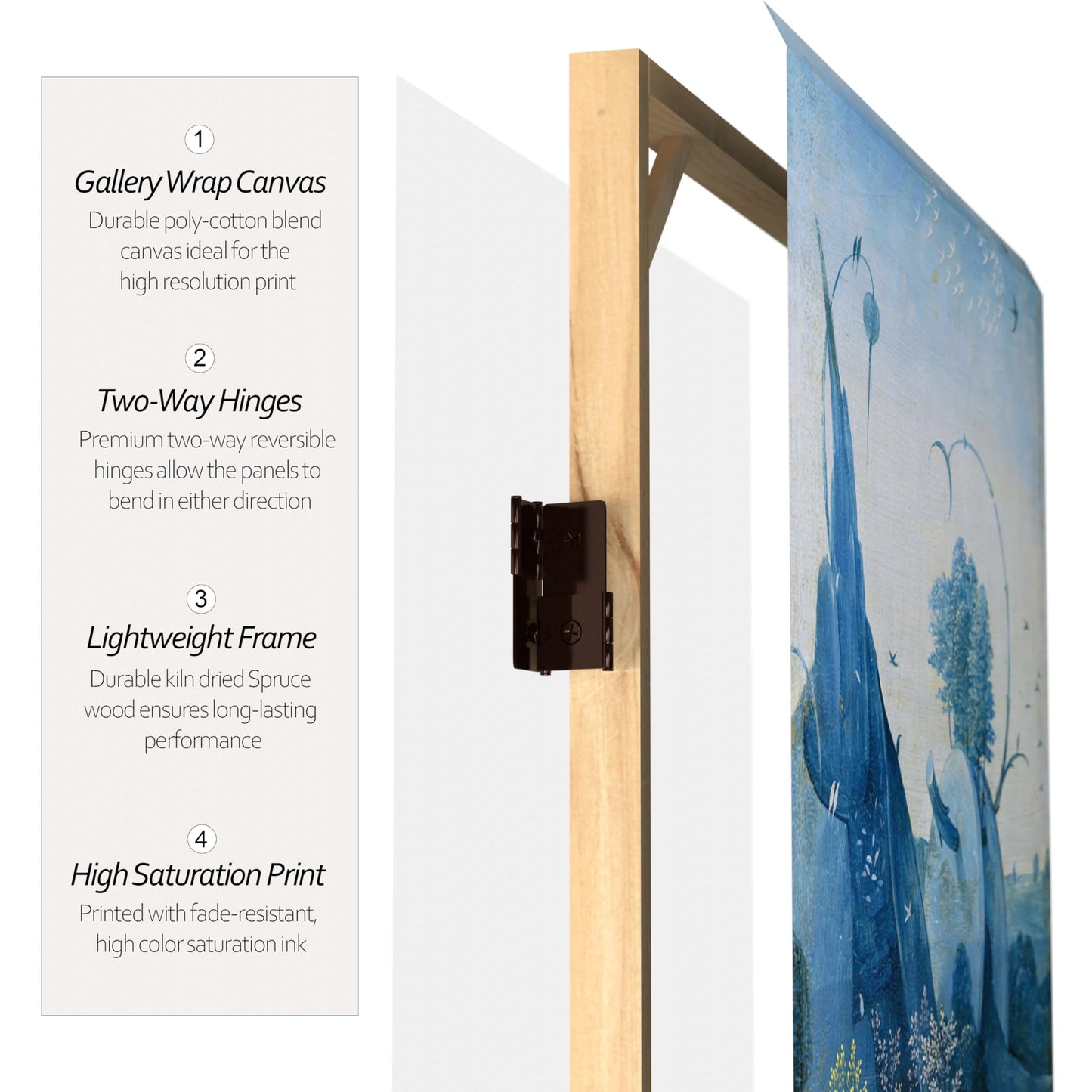 Red Lantern 7 ft. Tall Double Sided Garden of Delights Canvas Room Divider 3 Panel Freestanding Folding Privacy Screen, Partition and Separator for Modern and Contemporary Bedroom, Home Office, Studio