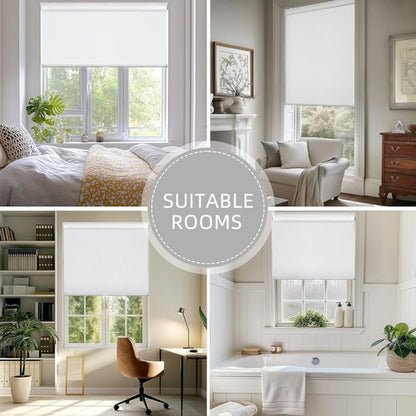 ChrisDowa 100% Blackout Roller Blinds - Cordless, Thermal Insulated, UV Protection | White, 31" W X 72" H