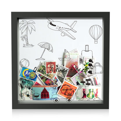 Jackma Travel Tickets Collection Shadow Box Frame, Funny Display Box for Collecting Tickets of Sporting Travelling Events – Piggy Bank Frame Memory Box with Slot on Top, Black 12x12”