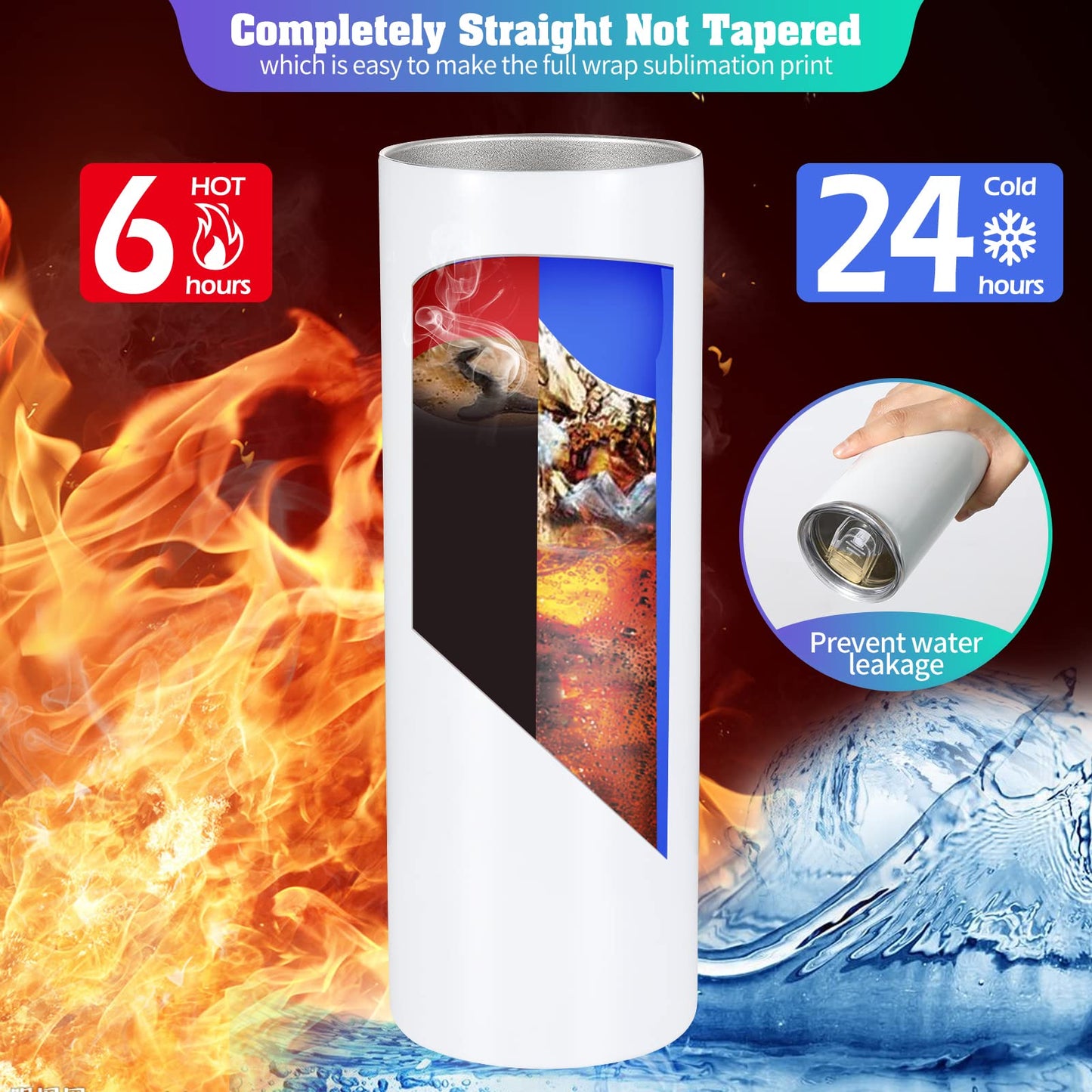 16 Pack Sublimation Tumblers Straight Skinny Tumbler Blanks Bulk 20oz for Heat Transfer, Individual Gift Boxed, Double Wall Insulated Tumbler with Shrink Wrap & Straws
