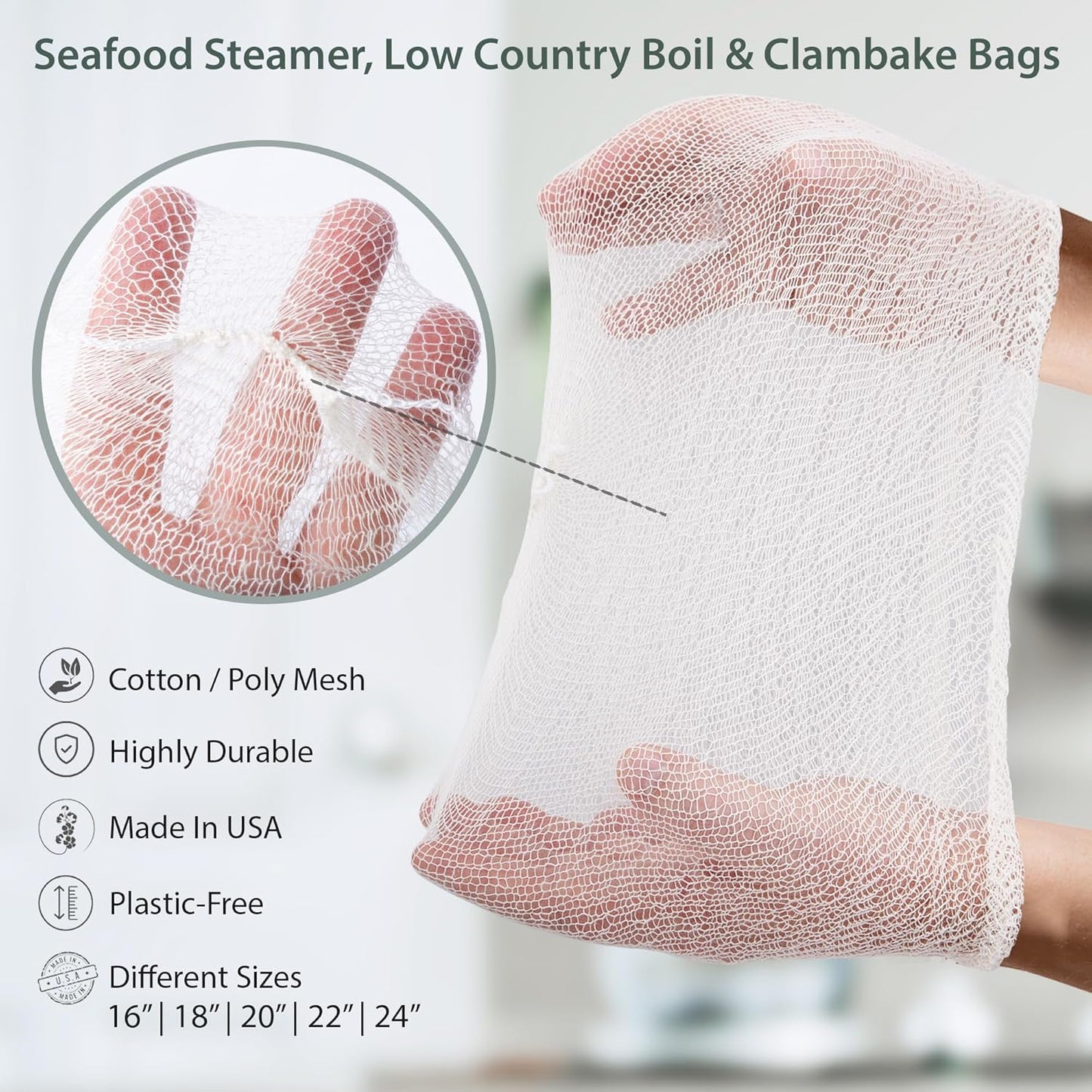 16" Pack 100, Country Seafood Boil & Steamer Bags - of Seafood Boiling Bags for Crab, Crawfish, Shellfish - Low Boil