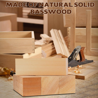 Basswood Carving Blocks, 4 Pcs Unfinished Wooden Blocks for Crafts, Basswood for Wood Carving Blocks, Bass Wood for DIY Carving, Crafting, Whittling, for Adults Beginner Experts - 5.9x2x2