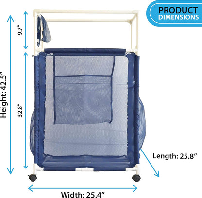 Essentially Yours Rolling Pool Noodle Storage Organizer Bin, Standard Noodle Holder (25.4" W x 26" L x 40.5" H),