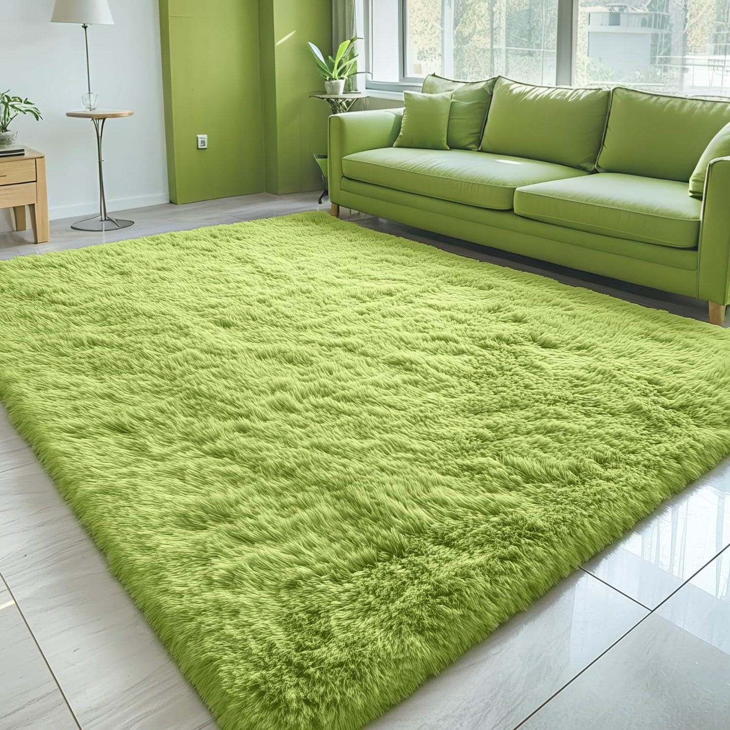 OLANLY Large Area Rug - Soft Fluffy Shaggy Carpet for Living Room & Bedroom | 5x8, Grass Green