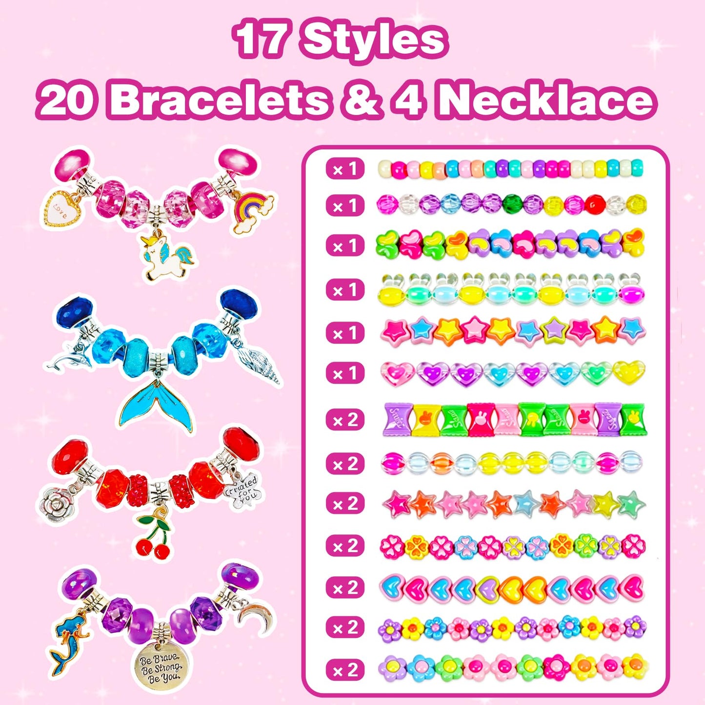 ZMLM 24 Pack Charm Bracelet Making Kit for Girls 4-12, Jewelry Making Kit, Friendship Bracelet Kit, Birthday Party Favors, Goodie Bag Stuffers, Arts Crafts for Kids, Classroom Prizes, Return Gifts