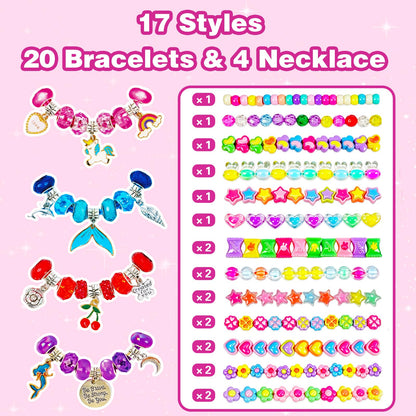 ZMLM 24 Pack Charm Bracelet Making Kit for Girls 4-12, Jewelry Making Kit, Friendship Bracelet Kit, Birthday Party Favors, Goodie Bag Stuffers, Arts Crafts for Kids, Classroom Prizes, Return Gifts