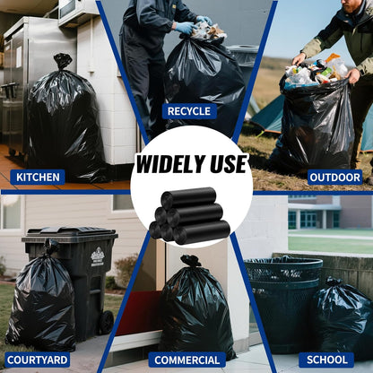 Skiennix 120 Count Trash Bags - Tear-Free 55-60 Gallon Black Garbage Bags for Home & Outdoor Use