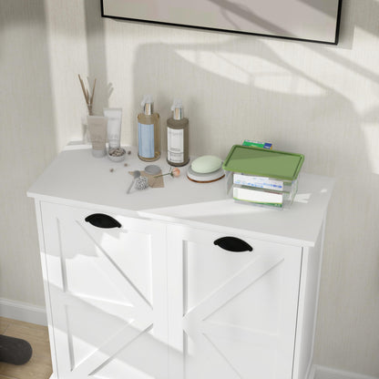 agnixnaf Two-Compartment Tilt-Out Laundry Sorter Cabinet with Removable Cloth Bags,Laundry Room Organization,UV Painting Cabinet for Laundry Room,Bathroom,Utility Room-White