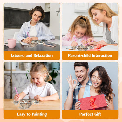 GHHKUD Gnome Diamond Art Hanging Kit for Adults, DIY Double Sided Diamond Arts Painting Hanging Coffee Time, Special Shaped Acrylic Ornaments Pendants for Window Home Garden Wall