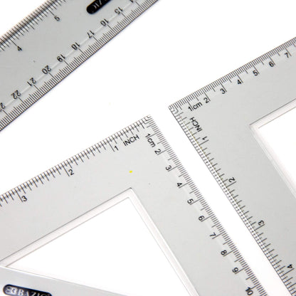 BAZIC Products 4-Piece Geometry Ruler Combination Sets, for School Math Office, 2 Pack