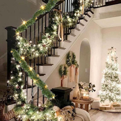 14.8 50 Nerosun FT Artificial Christmas Garland, Pre-Lit LED Mini String Lights Battery Operated Xmas Garland for Home