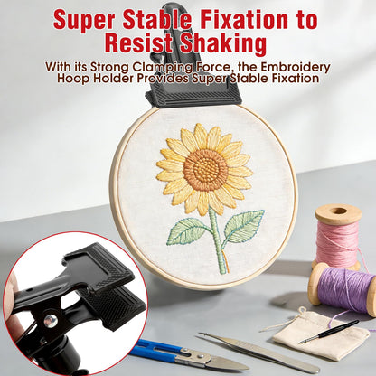 2Pcs Metal Embroidery Hoop Stand - 360° Rotated Adjustable Embroidery Stand, Table Clamp Holder Clip for DIY Cross Stitch, Needlework & Handicrafts, Sturdy Tabletop Craft Clamp