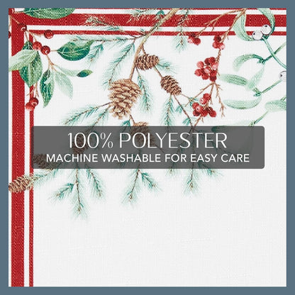 13" 70" Elrene Home Fashions Winter Holiday Berry Fabric Bordered Table or Console Runner, Christmas Table Decor, x