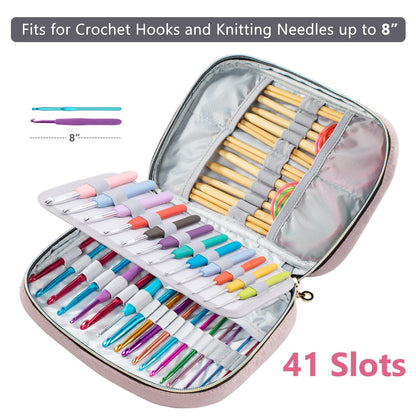 MYBAGZING Crochet Hook Case Empty - Quilted Crochet Organizer Case- Crochet Hook Holder for Circular Knitting Needles, Crochet Hooks (up to 8") Knitting & Crochet Supplies - Knitting Accessories