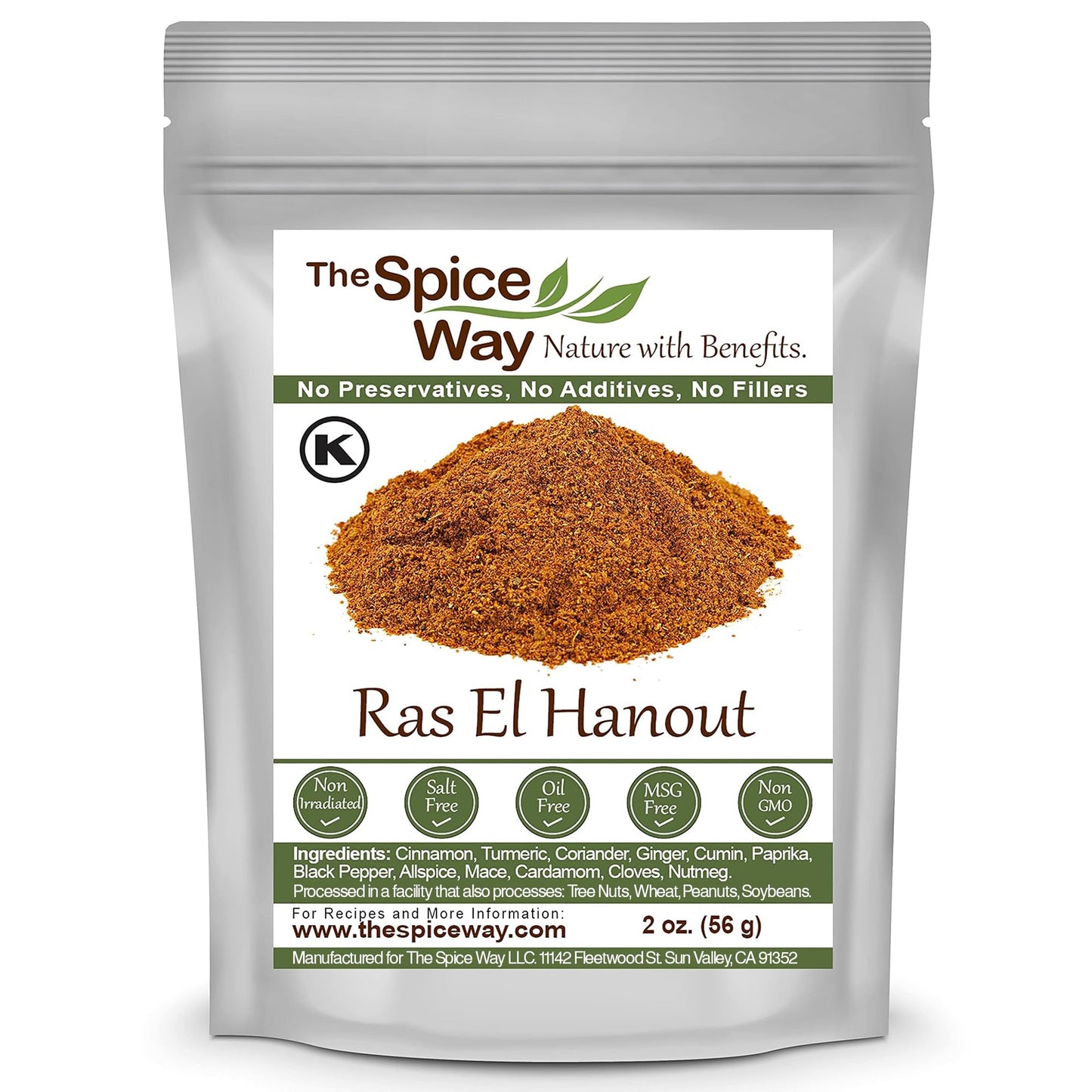 The Spice Way - Ras El Hanout Moroccan Meat Spice Blend Salt Free (meat seasonings) No Additives, No Preservatives, Just Spices and Herbs We Grow, Dry and Blend In Our Farm. (resealable bag) (2 oz)