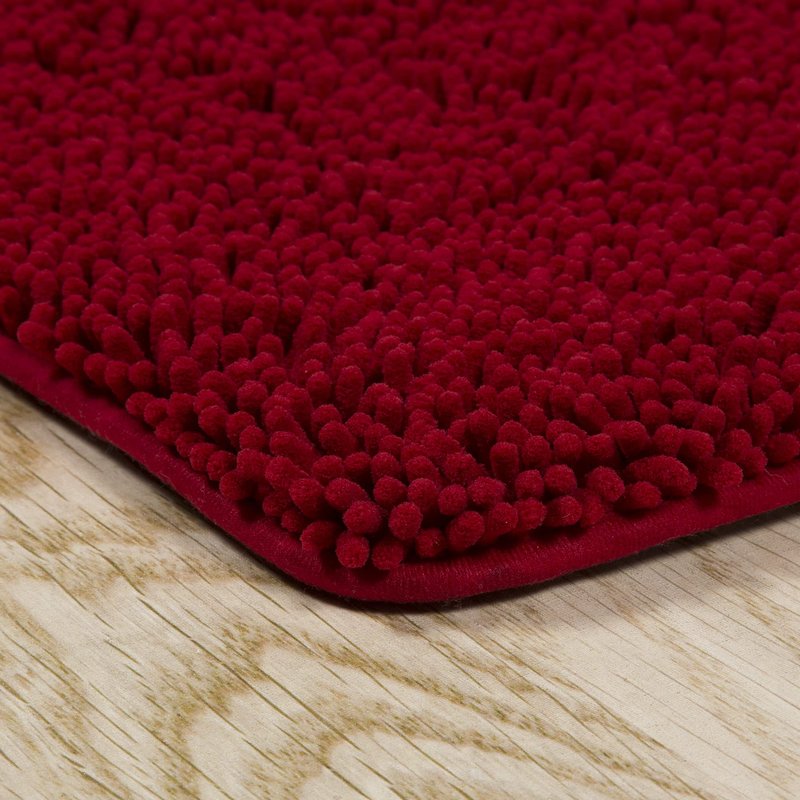 Lavish Home 2 Piece Memory Foam Shag Bath Mat Set - Burgundy