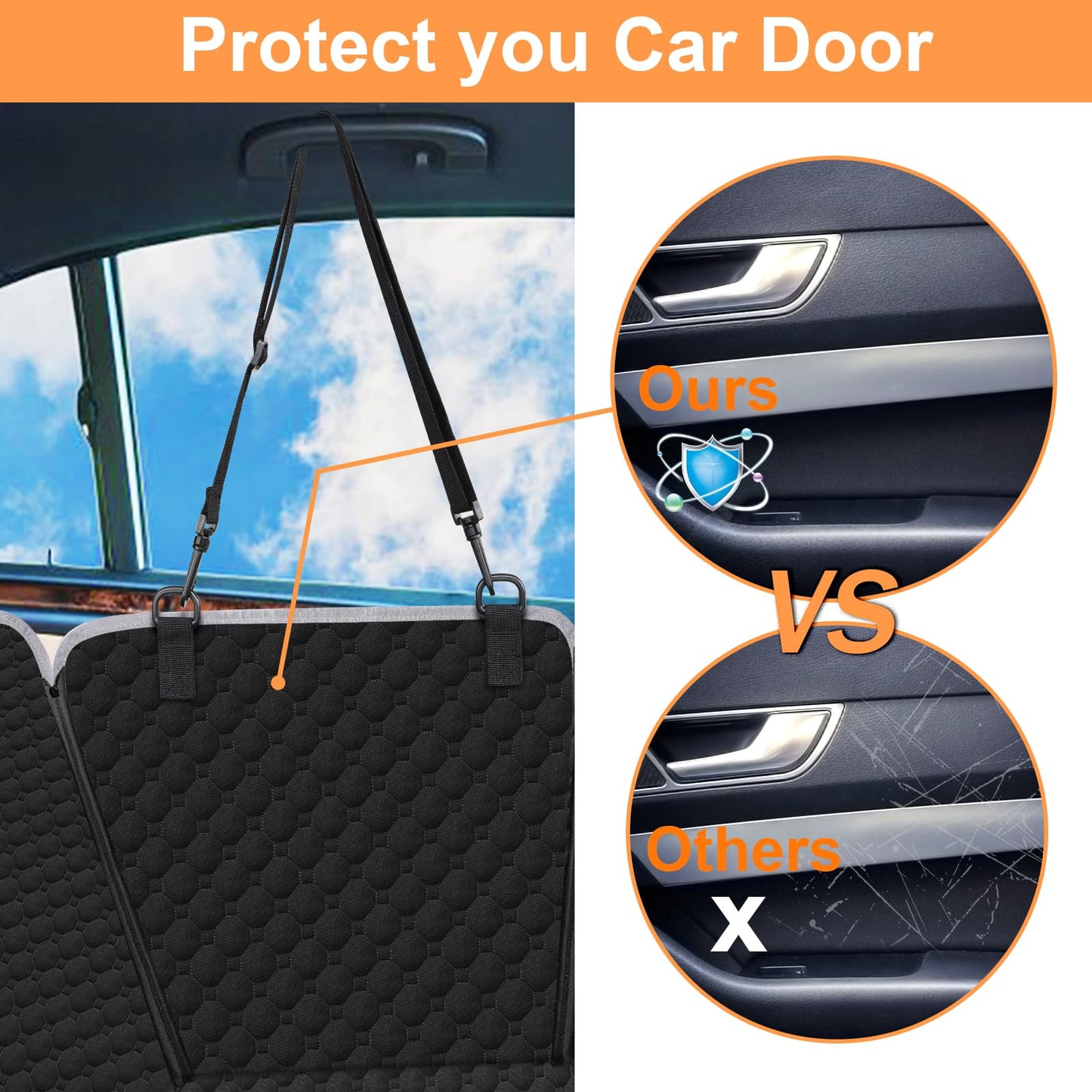 Mancro Dog Car Seat Cover for Back Seat, 2025 Upgraded 600D Heavy Duty Waterproof & Scratch-Resistant Dog Hammock for Car, Back Seat Pet Cover for Dogs with Sedan, Trucks and SUVs, Standard, Black