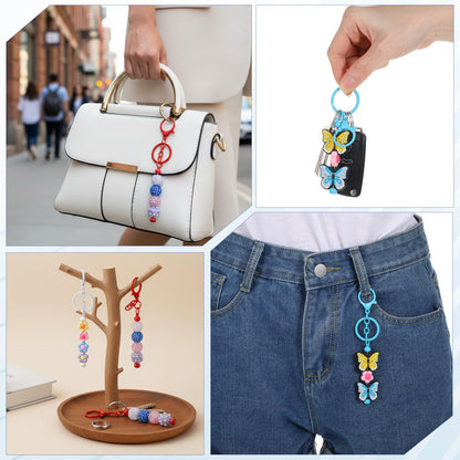 PercyEffie 30 Pcs Bulk DIY Beadable Keychain Bulk Kit Cute Blank Metal Keychain Bars Men's and Women's Making Supplies Crafts for Crafts Jewelry Bag Accessories Custom Gifts Multicolor