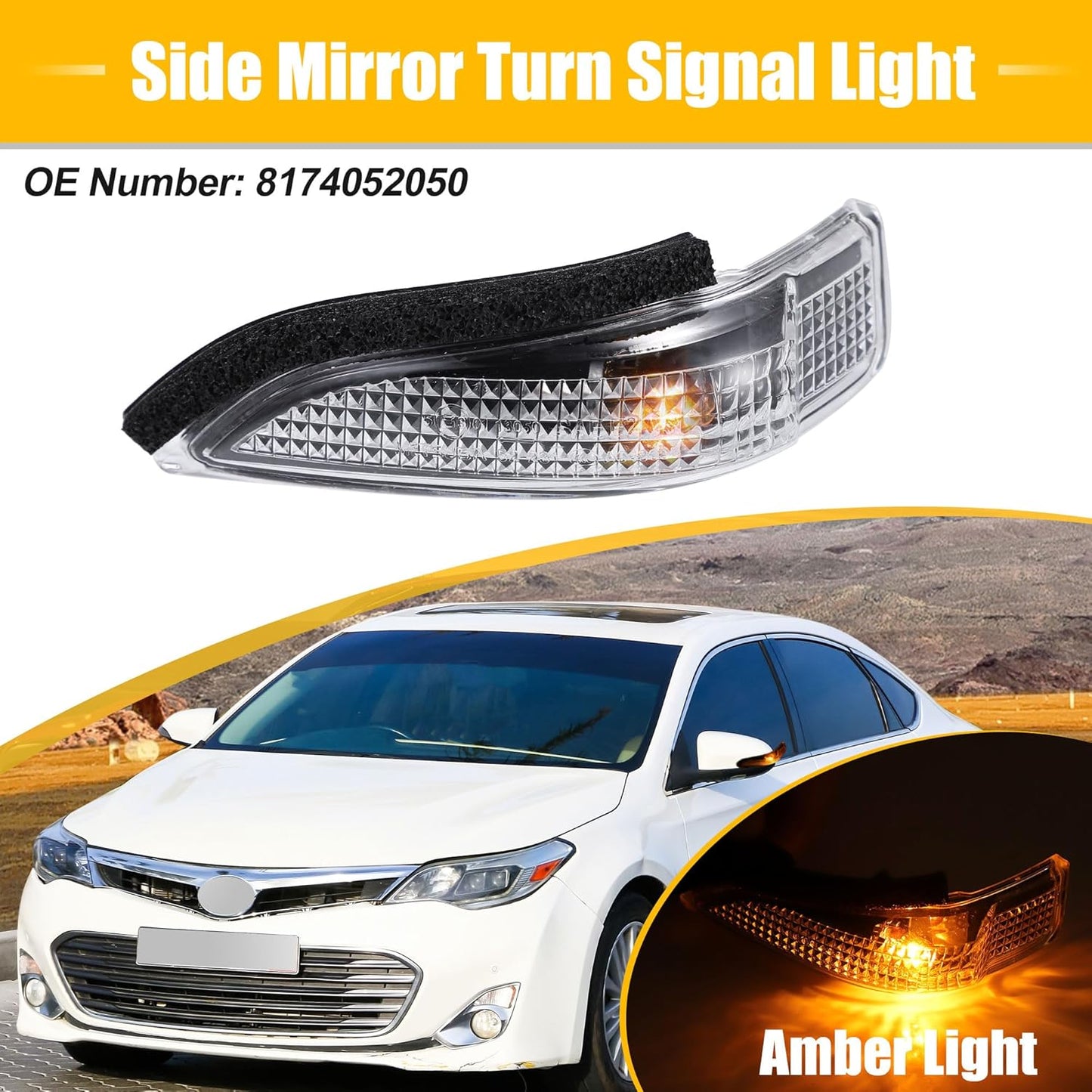 uxcell Left Side Rear View Mirror Turn Signal Amber Light Indicator for Toyota Avalon 2013-2018, Corolla 2014-2019