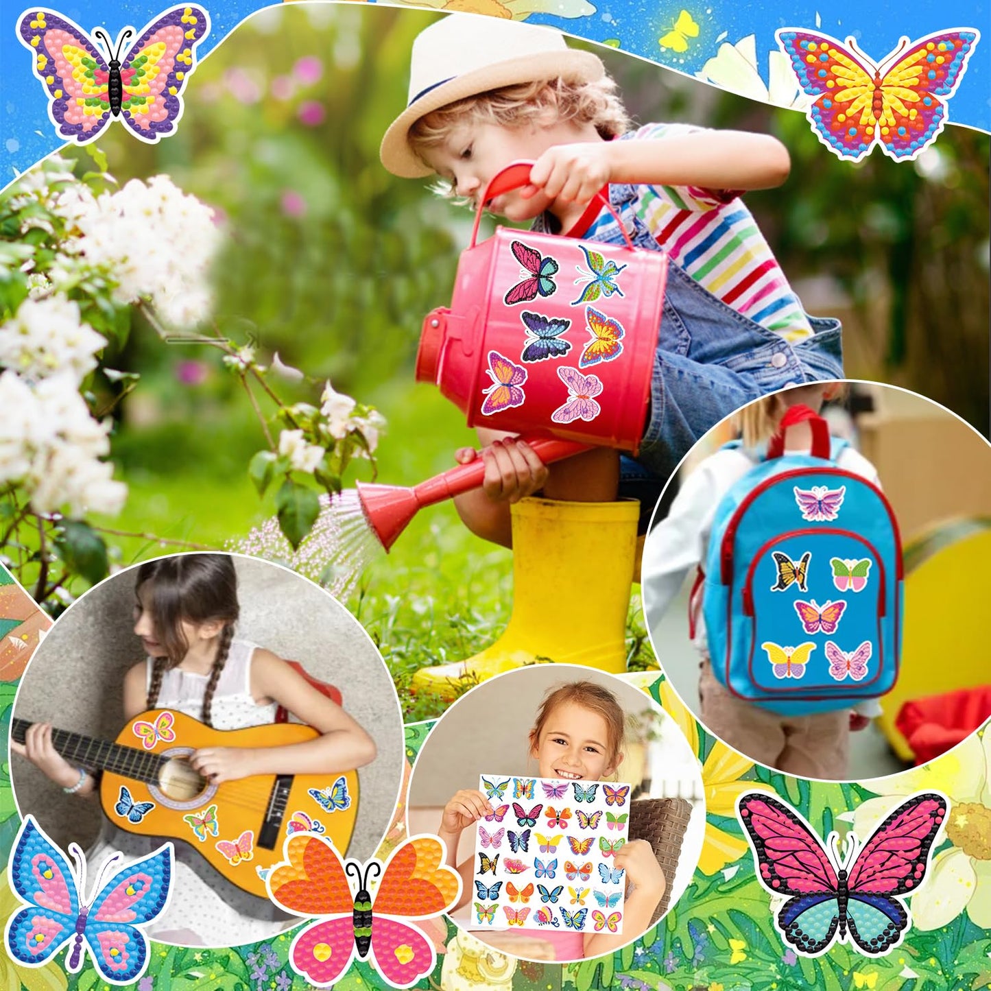 Labeol Diamond Art Kits for Kids Boys and Girls Ages 6-8-10-12 Easy to DIY Creative Diamond Art Sticker Craft by Numbers Kits for Kids and Adult Beginners (Butterfly)