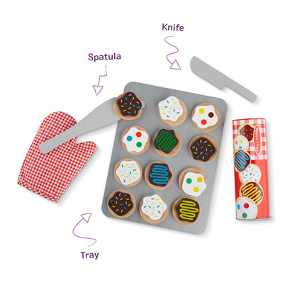 Melissa & Doug Slice & Bake Cookie Set with Wooden Play Food, Colorful Toppings & Play Kitchen Accessories, Preschool Learning Toys for Girls & Boys 3+