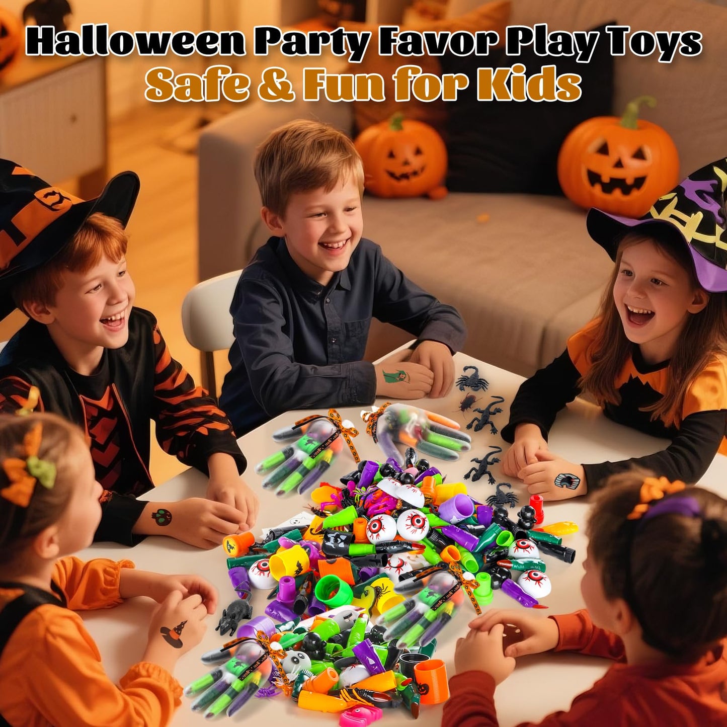 WESAYEE 338 PCS Halloween Party Favors for Kids - 24 Pack Halloween Goodie Bags Stuffer With Glove Treat Bags Fillers, Small Gifts Bulk Toys for Kids Classroom Favors, Party Carnival Prizes