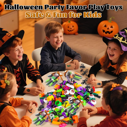 WESAYEE 338 PCS Halloween Party Favors for Kids - 24 Pack Halloween Goodie Bags Stuffer With Glove Treat Bags Fillers, Small Gifts Bulk Toys for Kids Classroom Favors, Party Carnival Prizes