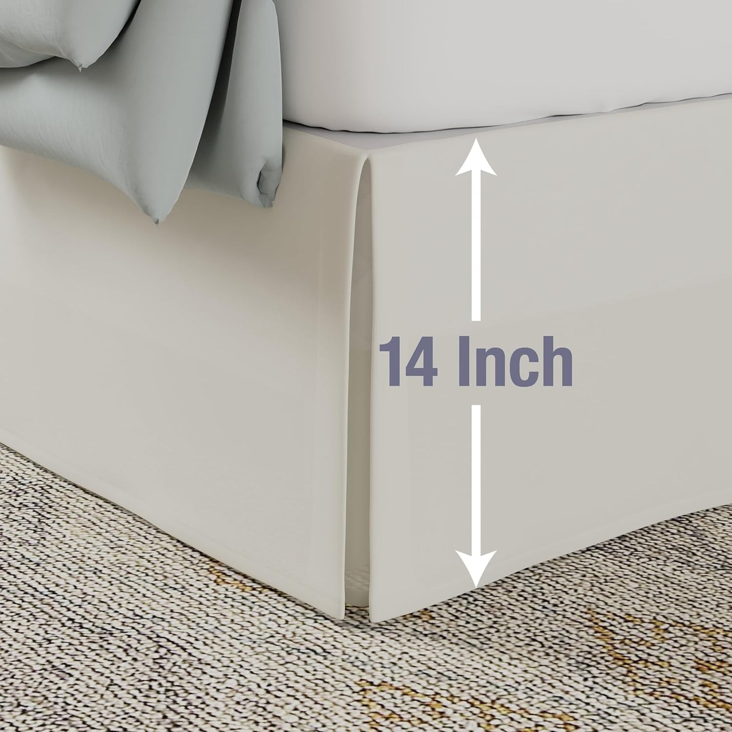 Lux Hotel Tailored Bed Skirt, Classic 14" Drop Length Pleated Styling, Full, Ivory