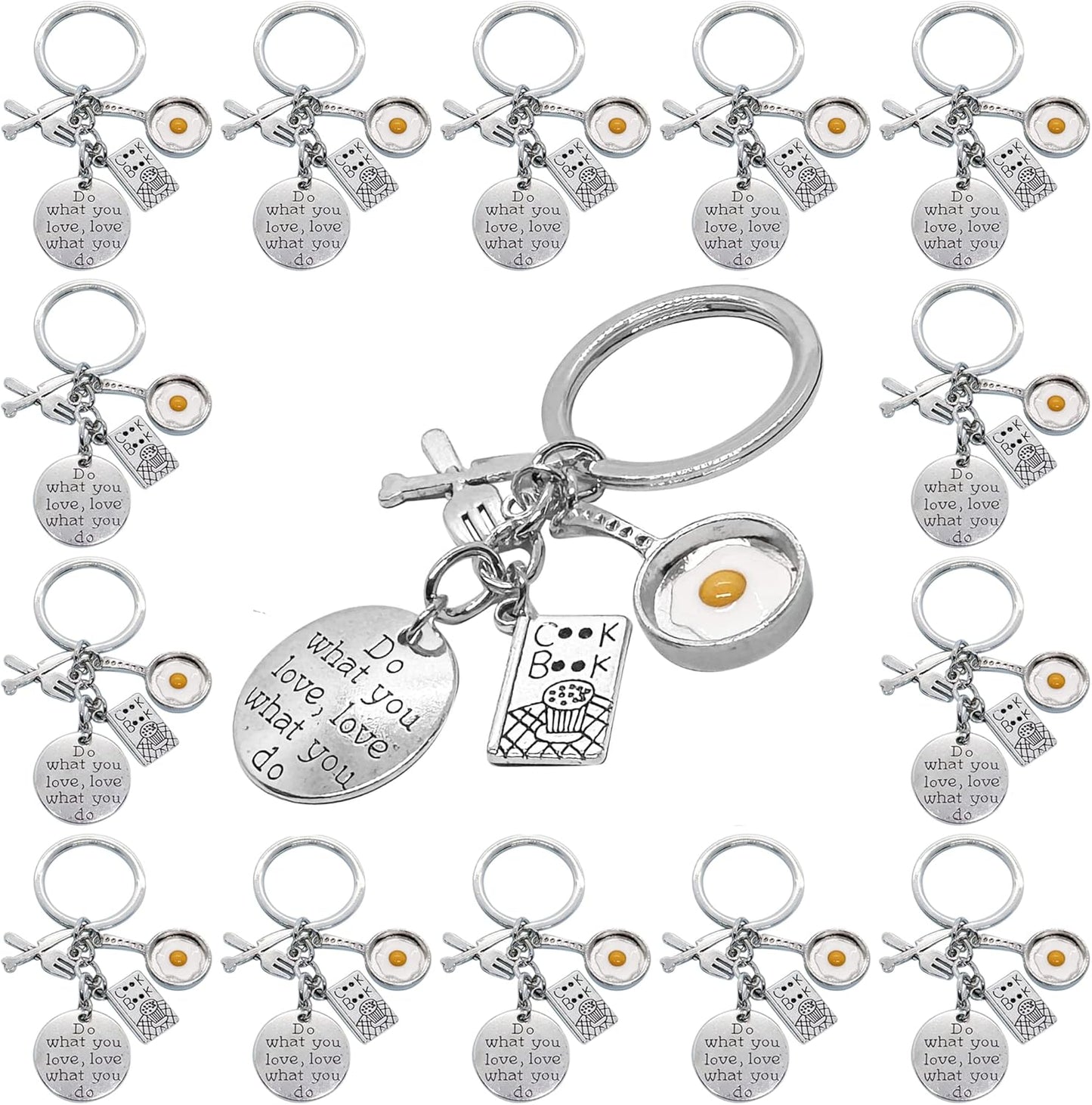 PHAETON 20PCS Kitchen Home Cooking Key Ring, Small Charm Chef Keychain Baking Accessories for Kitchen Lovers