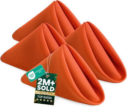 Utopia Home [24 Pack, Orange] Cloth Napkins 17x17 Inches, 100% Polyester Hemmed Edges, Washable and Reusable Ideal for Halloween, Thanksgiving, Parties, Weddings and Dinners