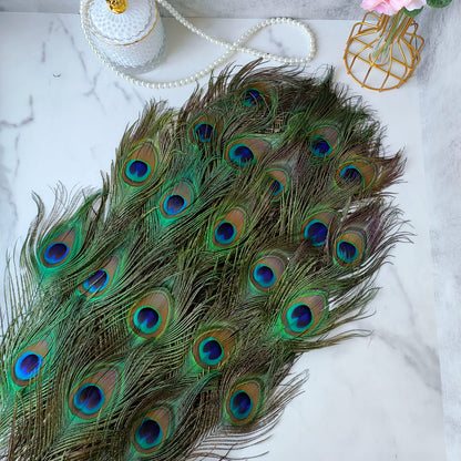 THARAHT 120pcs Peacock Feather Natural in Bulk 10-12 inch 25-30cm for Craft Vase Wedding Home Party Christmas Day Decoration Peacock Feathers