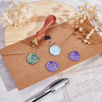 CRASPIRE Pawprint Wax Seal Stamp Paw Print Vintage Sealing Wax Stamps Retro 3D Removable Brass Head with Wood Handle for Wedding Invitations Halloween Christmas Thanksgiving Gift Packing