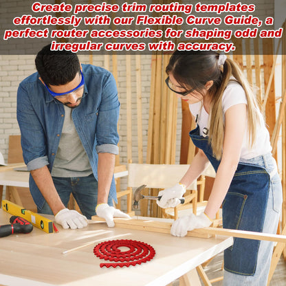 Frienda 78" Router Edge Guide Templates Kit Flexible Curve Ruler for Woodworking with 150 Self-tapping Screws Adjustable Arcs Red Tool for Router Precision Trimming Arc Angle Positioning Cabinet Table
